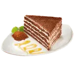 Dilim ıslak çikolatalı kek, nargile yanında kafe tatlısı.